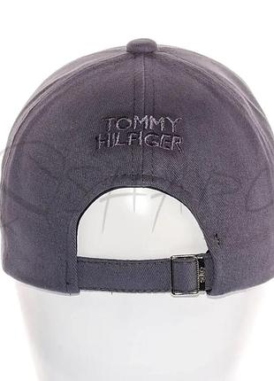 Бейсболка стрейч на регуляторе коттоновая с вышивкой tommy hilfiger bskh21648 серый