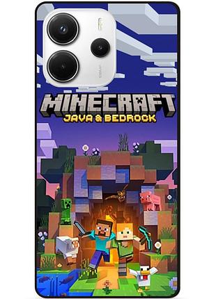 Чехол силиконовый бампер для xiaomi redmi note 14 с картинкой майнкрафт minecraft