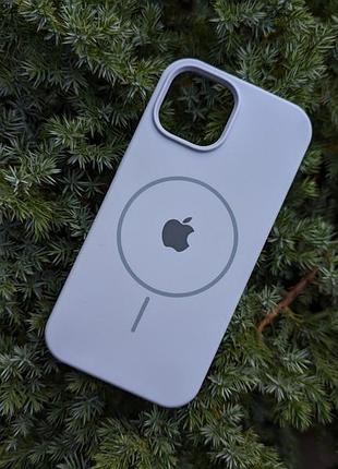 Чехол iphone 15 magsafe софт тач мягкий противоударный голубой