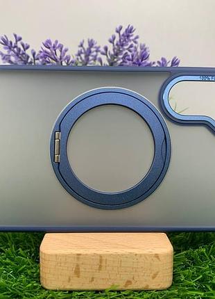 Чехол wlons hybrid magnetic magsafe матовый противоударный pc+tpu для samsung galaxy s24 fe синий
