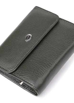 Женский кошелек среднего размера из натуральной кожи st leather 23074 зеленый