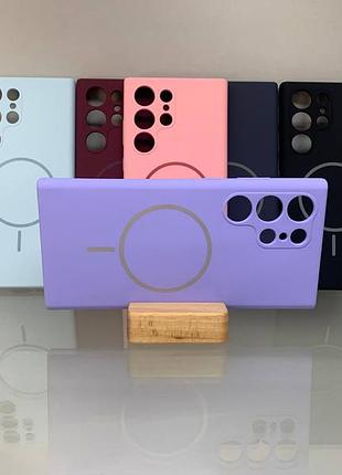 Samsung s23 ultra magsafe противоударный чехол софт тач чехол сиреневый