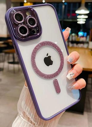 Чехол на телефон прозрачный iphone 12 pro max фиолетовый