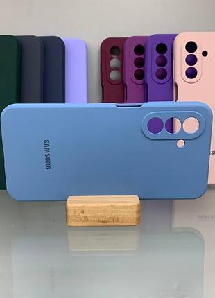 Samsung a26 | противоударный чехол с логотипом | soft touch | голубой