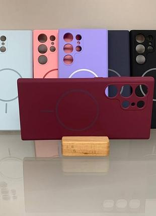 Samsung s23 ultra magsafe противоударный чехол софт тач чехол бордовый