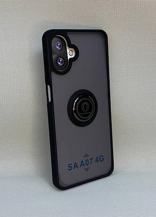 Чехол samsung galaxy a07 4g ring magnet матовый с кольцом-держателем черный