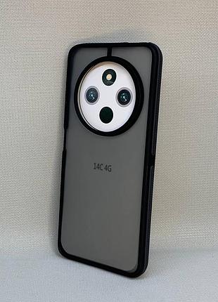 Чехол xiaomi redmi 14c 4g матовый полупрозрачный tpu с серой вставкой