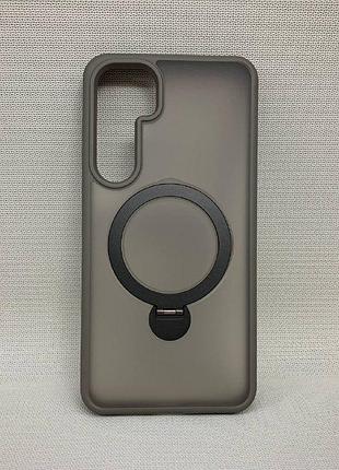 Чехол wlons hybrid magnetic magsafe матовый противоударный pc+tpu для samsung galaxy s25 plus серый