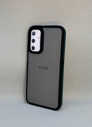 Чехол samsung galaxy a15 5g матовый полупрозрачный tpu с зеленой вставкой