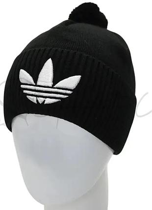 Брендова чоловіча шапка з помпоном adidas h23304 чорний