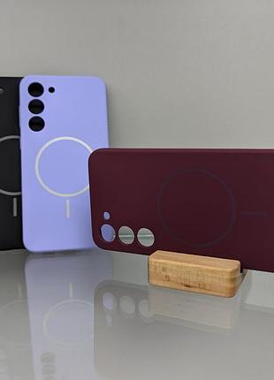 Samsung galaxy s23 plus magsafe противоударный чехол софт тач чехол бордовый