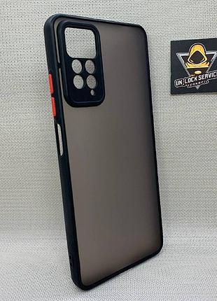 Чехол xiaomi redmi note 12 pro матовый полупрозрачный tpu черный с красными кнопками
