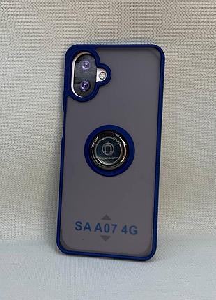 Чехол samsung galaxy a07 4g ring magnet матовый с кольцом-держателем синий