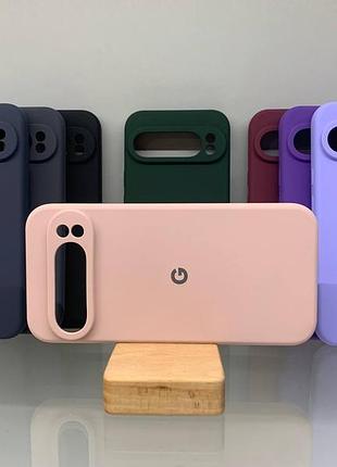 Google pixel 9 pro xl | противоударный чехол с логотипом | soft touch | пудровый