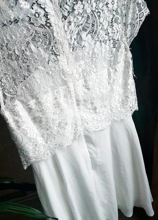 Новое свадебное белое шифоновое кружевное нарядное платье4 фото