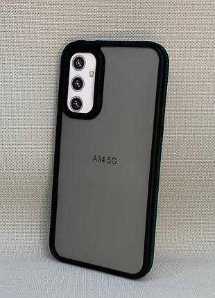 Чехол samsung galaxy a34 5g матовый полупрозрачный tpu с зеленой вставкой