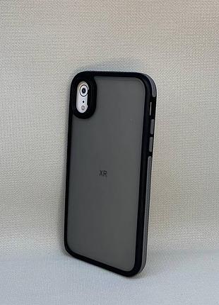 Чехол iphone xr матовый полупрозрачный tpu с серой вставкой