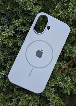 Чехол iphone 16 magsafe софт тач мягкий противоударный голубой