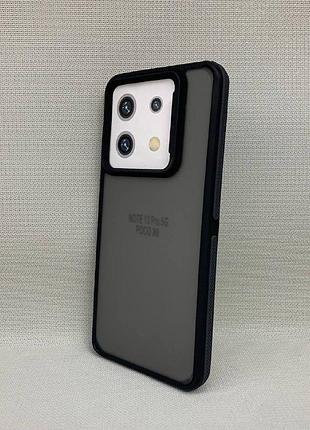 Чехол poco x6 матовый полупрозрачный tpu с серой вставкой