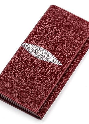 Гаманець жіночий stingray leather 18097 з натуральної шкіри морського ската бордовий