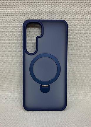 Чехол wlons hybrid magnetic magsafe матовый противоударный pc+tpu для samsung galaxy s25 plus синий