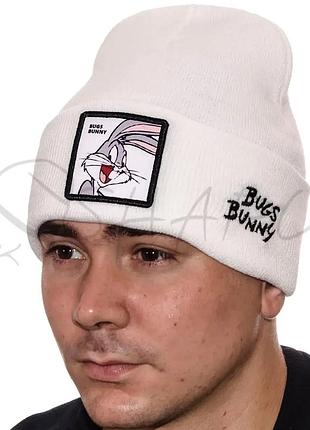 Шапка с шевроном лопата двойная зимняя без подкладки универсальная bugs bunny l21001 белый