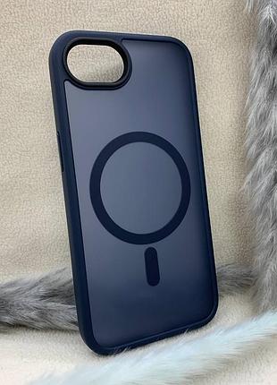 Чехол для iphone 16e wlons противоударный pc+tpu magsafe матовый синий