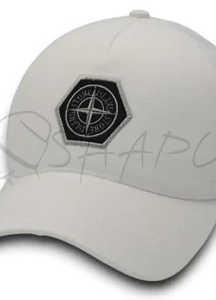Бейсболка летняя с сеткой unisex кепка брендовая из хлопка универсальная stone island bth20889 белый