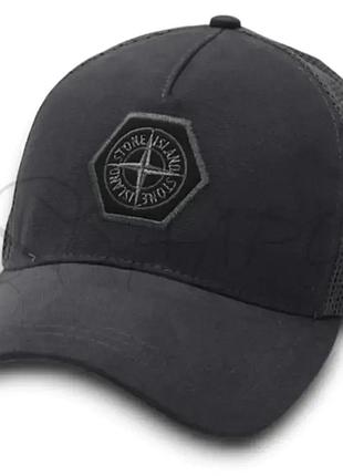 Бейсболка летняя с сеткой unisex кепка брендовая из хлопка универсальная stone island bth20889 темно-серый