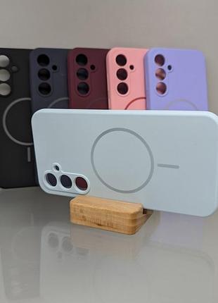 Samsung galaxy s23 fe magsafe протиударный чохол софт тач чохол голубий