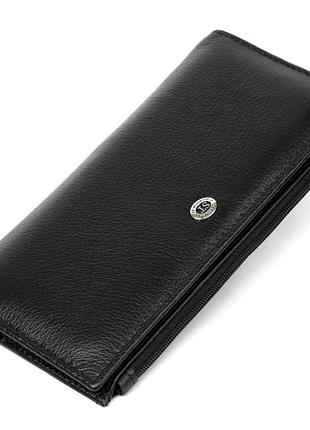 Практичный женский кожаный кошелек st leather 19378 черный