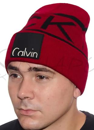 Шапка лопата з вишивкою брендовий calvin klein lp20042 червоний