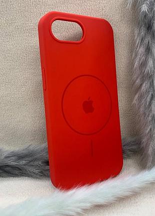 Чехол iphone 16e magsafe softtouch мягкий противоударный красный