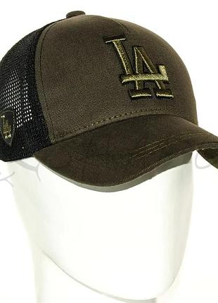 Бейсболка летняя с сеткой unisex кепка брендовая из хлопка универсальная los angeles bth20874 хаки
