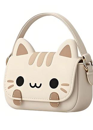 Дитяча сумка через плече lesko cy20017 beige з котом