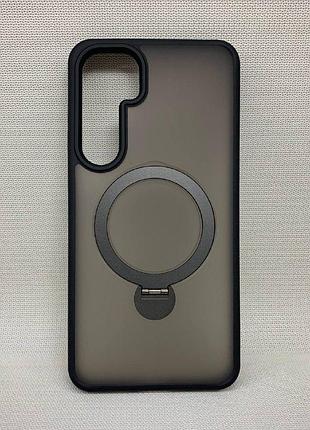 Чехол wlons hybrid magnetic magsafe матовый противоударный pc+tpu для samsung galaxy s25 plus черный