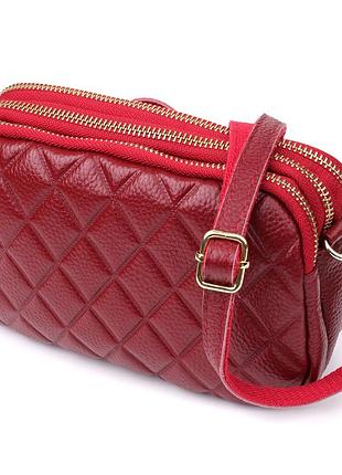 Сумка на три отделения для женщин из натуральной кожи vintage 22889 бордовый