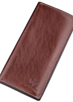 Кожаный вертикальный купюрник grande pelle 11213 коричневый