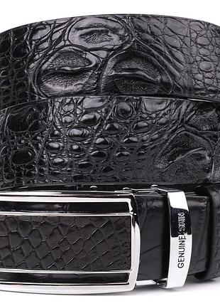 Ремень-автомат crocodile leather 18239 из натуральной кожи крокодила черный