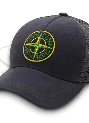 Бейсболка летняя с сеткой unisex кепка брендовая из хлопка универсальная stone island bth24802 темно-серый