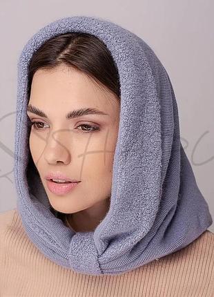 Капор женский кашемировый с добавлением ангоры и вискозы утепленный флисом leks ірис металл