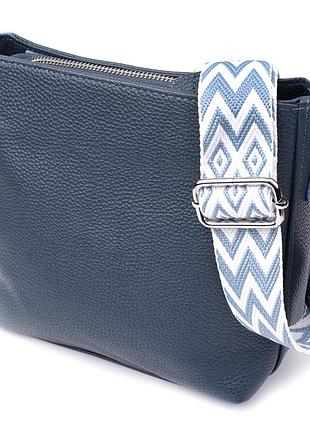 Повседневная женская сумка на плечо из натуральной кожи vintage 22911 голубой