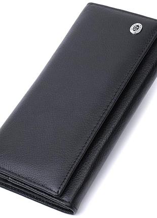 Добротное женское портмоне с карманом для монет из натуральной кожи st leather 22691 черный