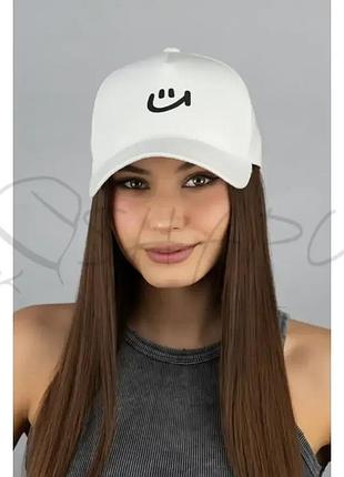 Бейсболка женская пятиклинка котоновая с регулятором размера и накаткой smile braxton 1536 белый-черный