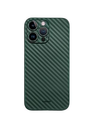 Чехол на iphone 14 pro max темно-зеленый карбоновая текстура защита камеры тонкий чехол для айфон 14 про макс