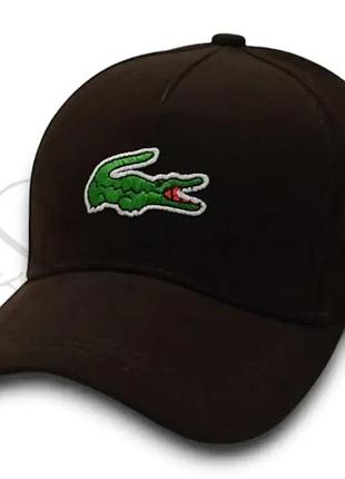 Кепка брендова вишивка з регулюванням бейсболка універсальна котонова lacoste bth25631 темно-коричневий