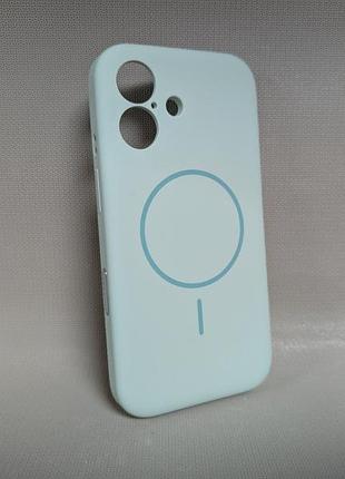 Чехол для iphone 16 / айфон 16, soft touch, противоударный, magsafe, премиум силикон, мятный