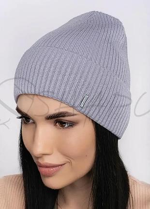 Шапка вискозная женская с отворотом одинарная шапочка удлиненная leks квест металл