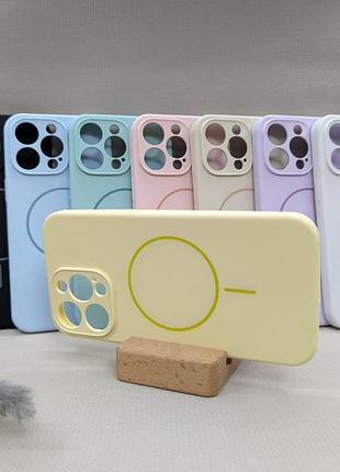 Чехол мягкий iphone 15 pro max magsafe softtouch противоударный желтый