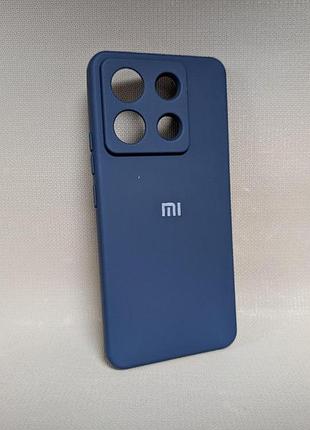 Чехол для xiaomi redmi note 13 pro 5g / poco x6, силиконовый, матовый, синий, с логотипом (скидка, дефект – белое пятно)